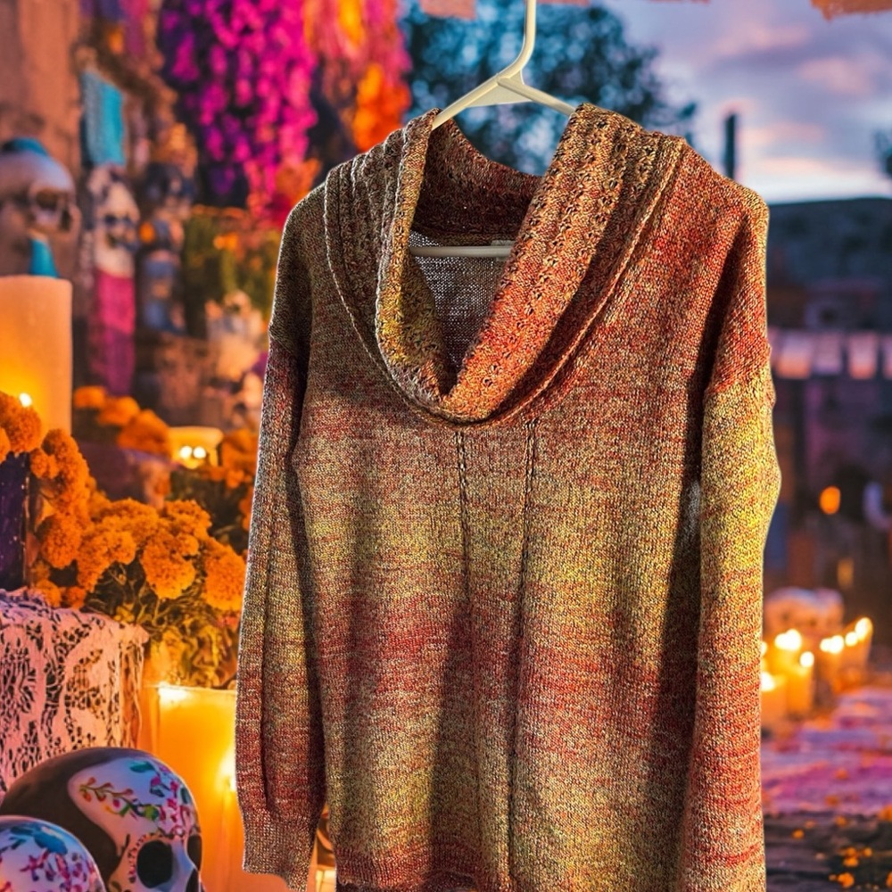 M20.   Small cowl neck in rich autumn colours